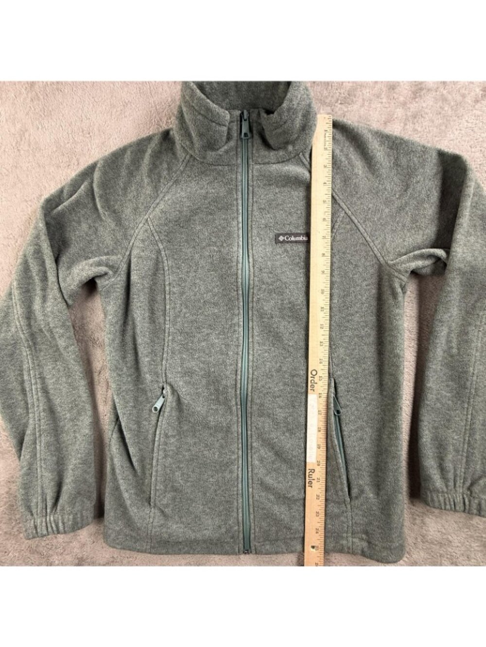 Columbia Jacket Womens Medium Green Fleece Full Zip Lightweight Pockets Hiking - Picture 7 of 13